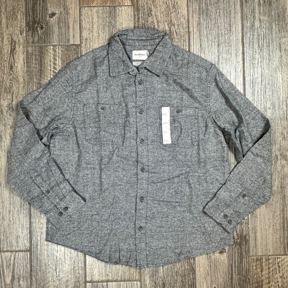 Goodfellow & Co. Men's Flannel‎ Shirt - Long Sleeve Gray Button Down Size L